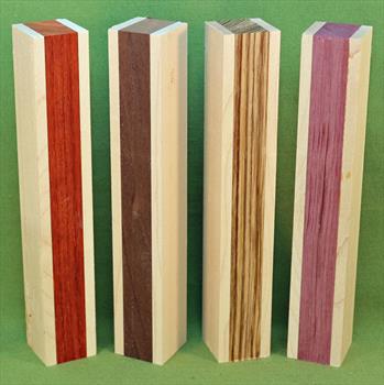 Blank #760 - Segemented Striped Blanks - Set of 4 ~ 1 3/8" x 1 3/8" x 9" ~ $24.99